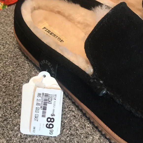 Fireside By Dearfoams Men's Gold Coast Black Size 13 - Picture 4 of 5